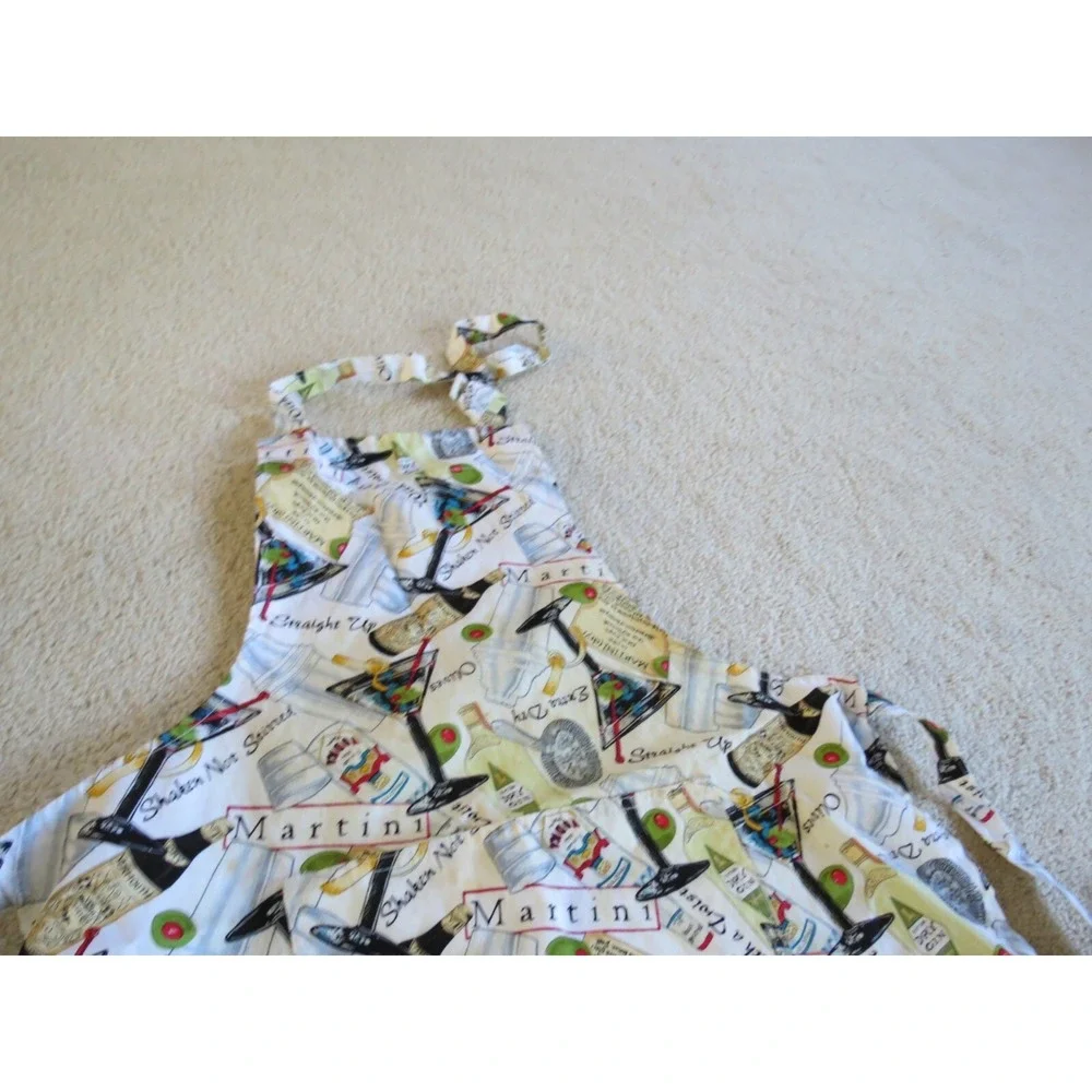 Martini Wine Glass Kitchen Apron Multicolor Cotton Made in Italy